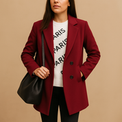 Lange winterjas dames – Marieke elegante jas in antraciet, blauw & camel