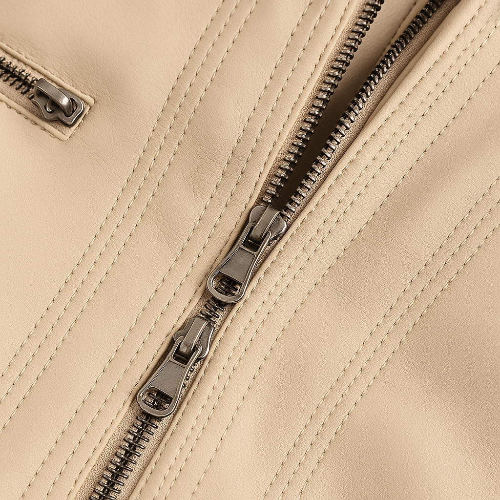 Leren jas dames met capuchon – Anouk getailleerde jas in zwart & neutrale tinten