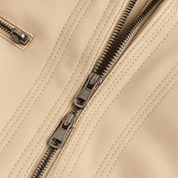 Leren jas dames met capuchon – Anouk getailleerde jas in zwart & neutrale tinten