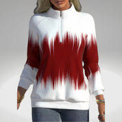 Elvira Dames Sweatshirt – Zacht Sweatshirt met Ritskraag en Trendy Print