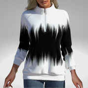 Elvira Dames Sweatshirt – Zacht Sweatshirt met Ritskraag en Trendy Print