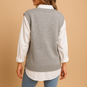 Marit | Mouwloos Kabelgebreid V-hals Vest voor Dames – Elegant, Licht & Stijlvol