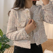 LOREEN dames jacket – tweed jas van katoen & polyester in multistijl design