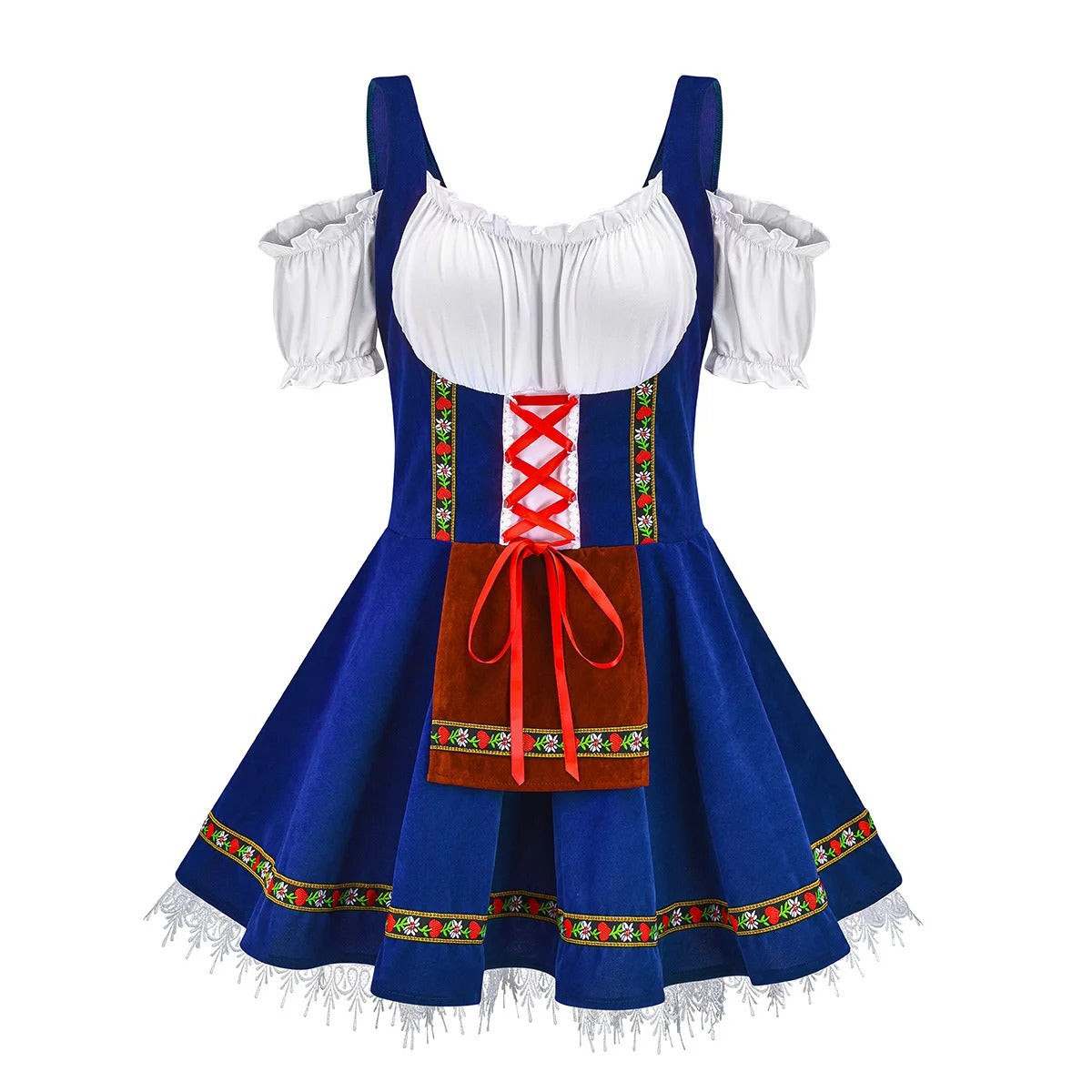 Janina Oktoberfest Jurk Dames | Traditionele Dirndl met Schort & Blouse | Authentieke Oktoberfest Outfit