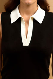 Gebreide Polo Top Dames – Zomerse Tanktop met Contrasterende Rand | Velicia