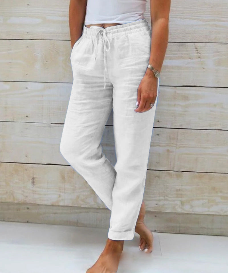 Lieke Stijlvolle Losse Broek Dames – Hoge Taille Broek met Rechte Pijp & Elegante Pasvorm