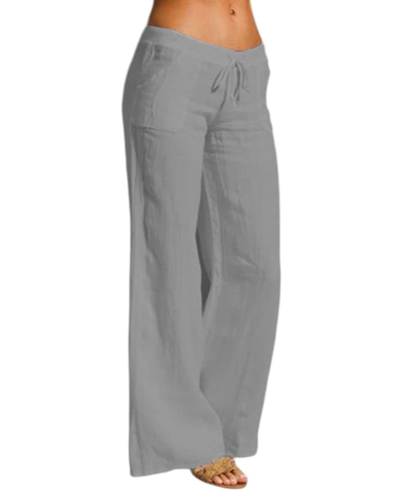 Linnen broek dames | Luchtige damesbroek met elastische taille | Comfortabele zomerbroek