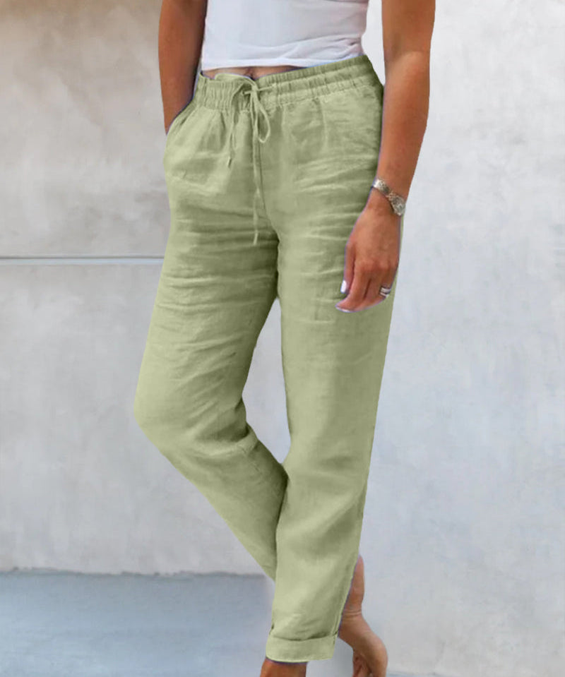 Lieke Stijlvolle Losse Broek Dames – Hoge Taille Broek met Rechte Pijp & Elegante Pasvorm