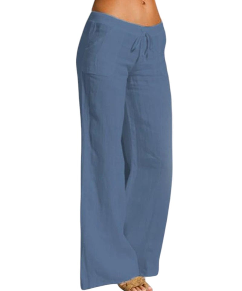 Linnen broek dames | Luchtige damesbroek met elastische taille | Comfortabele zomerbroek