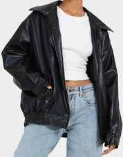Losse dames leren jas – trendy PU-leren jack met casual pasvorm
