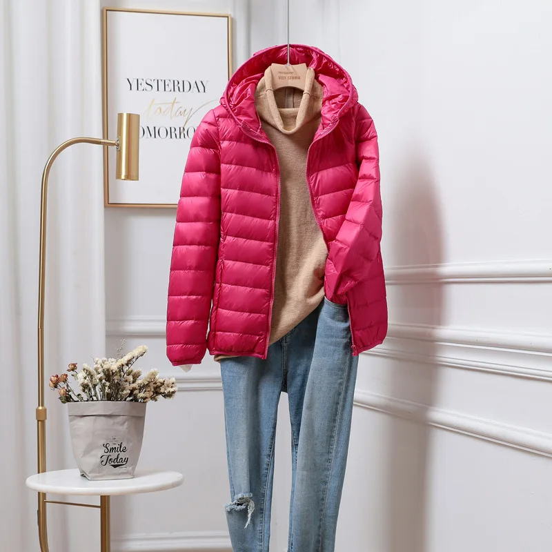 Lichte dames puffer jas met capuchon – warme gewatteerde jas voor de winter