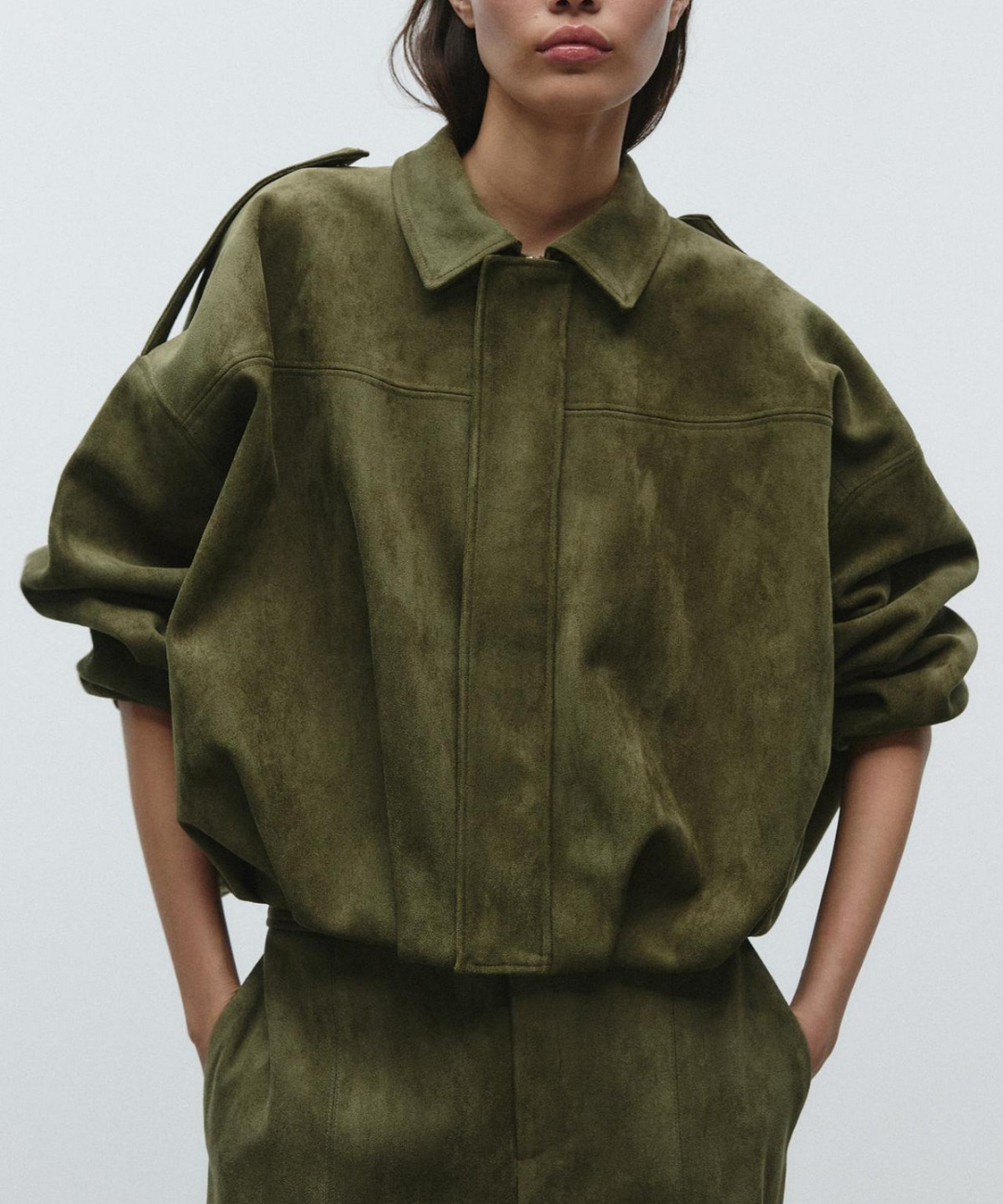 Fabiane dames winterjas – oversized suède leren jas met luxe uitstraling en warme pasvorm