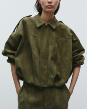 Fabiane dames winterjas – oversized suède leren jas met luxe uitstraling en warme pasvorm