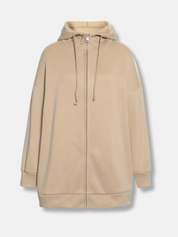 Lange dames hoodie met hoge kraag en rits – comfortabel & casual