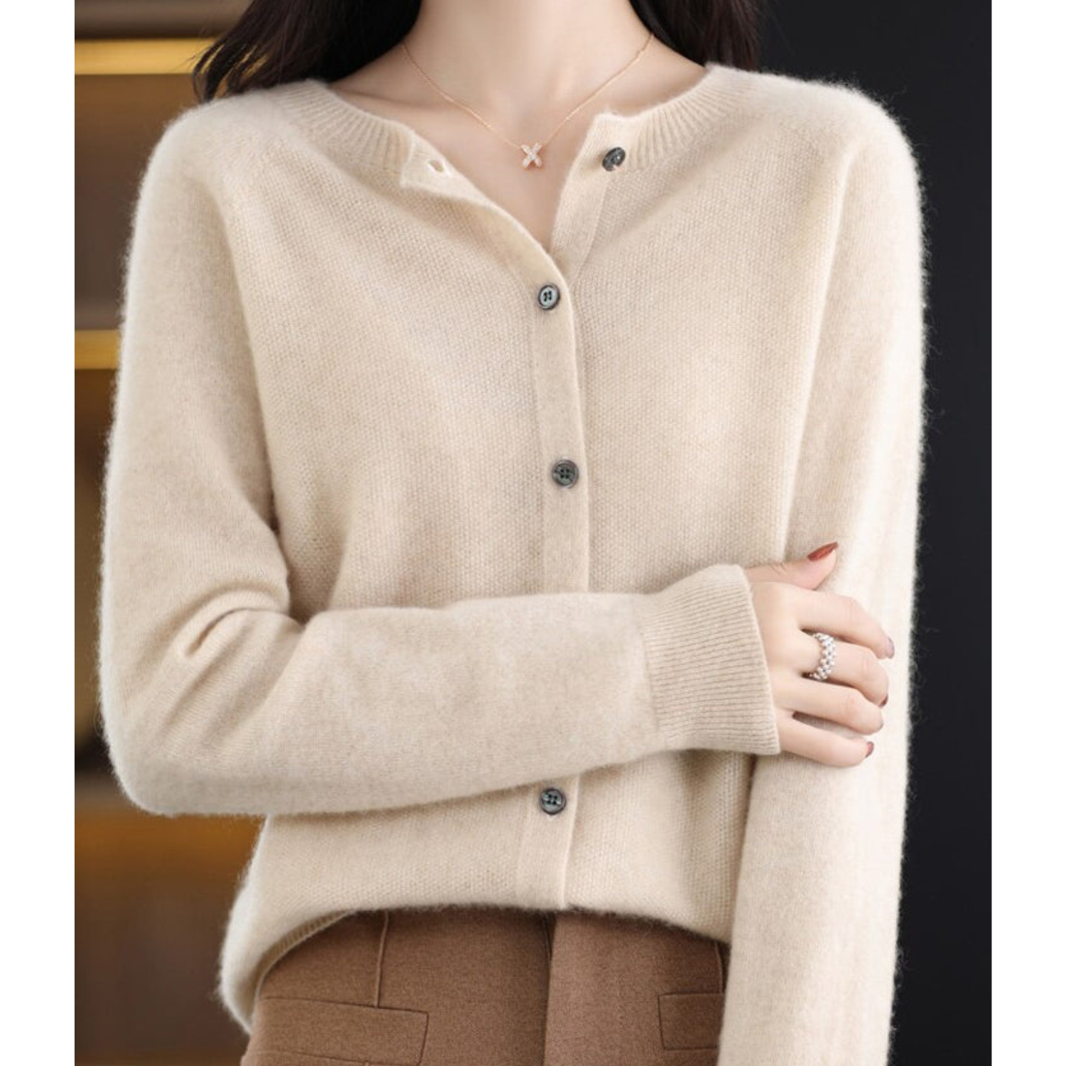 GlamourWool wollen vest dames | Marino-wol look trui | V-hals vest met knoopsluiting