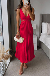 Beatrix Mouwloze Jurk Dames – Elegante Jurk met V-Hals & Subtiele Tailleaccenten