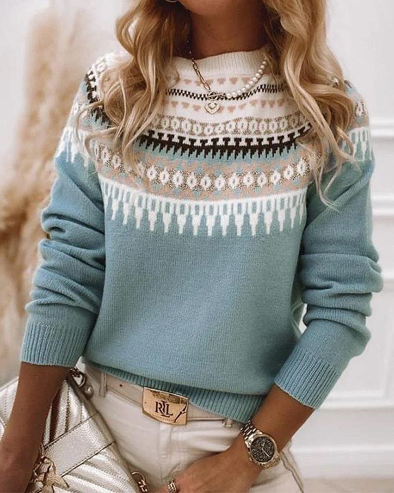 Dames Gebreide Trui | Fair Isle Motief | Warme Wolmix & Comfortabele Pasvorm