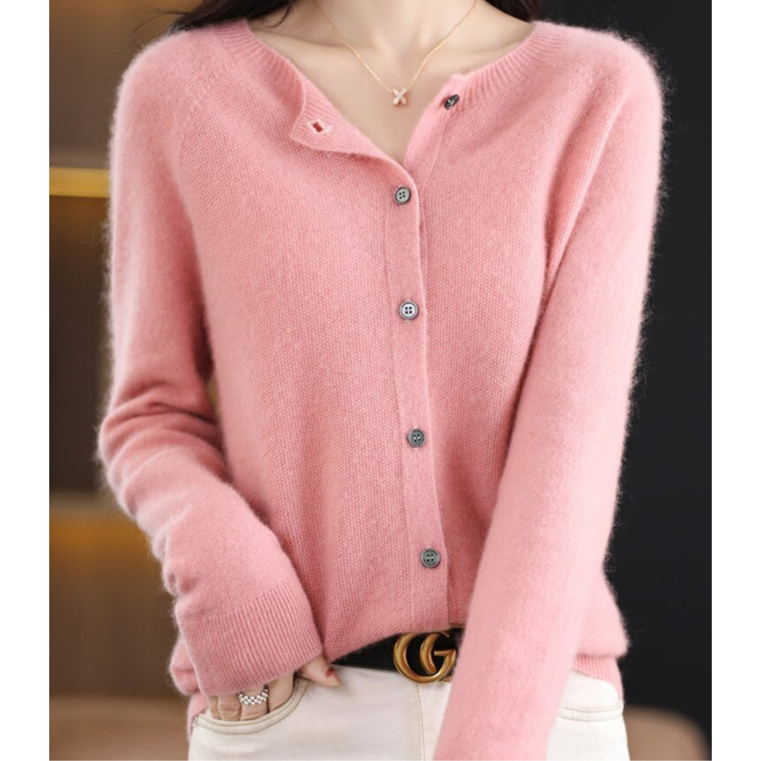 GlamourWool wollen vest dames | Marino-wol look trui | V-hals vest met knoopsluiting