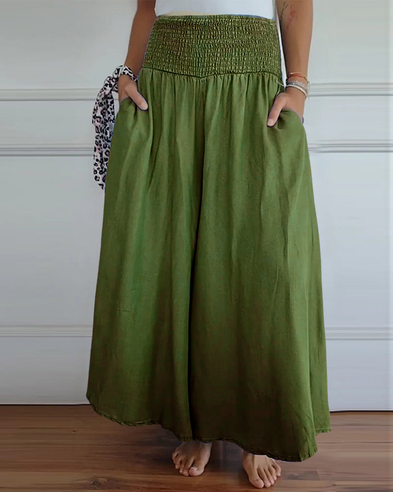 Irene – Comfortabele wijde damesbroek met hoge taille | Luchtige zomerbroek