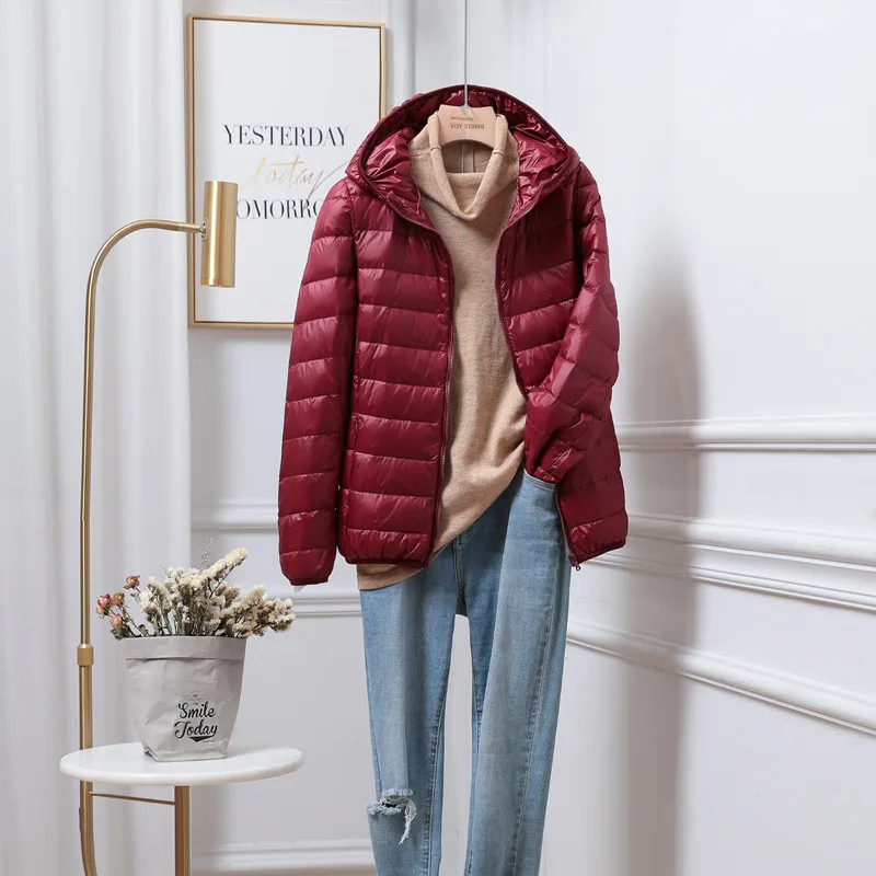 Lichte dames puffer jas met capuchon – warme gewatteerde jas voor de winter