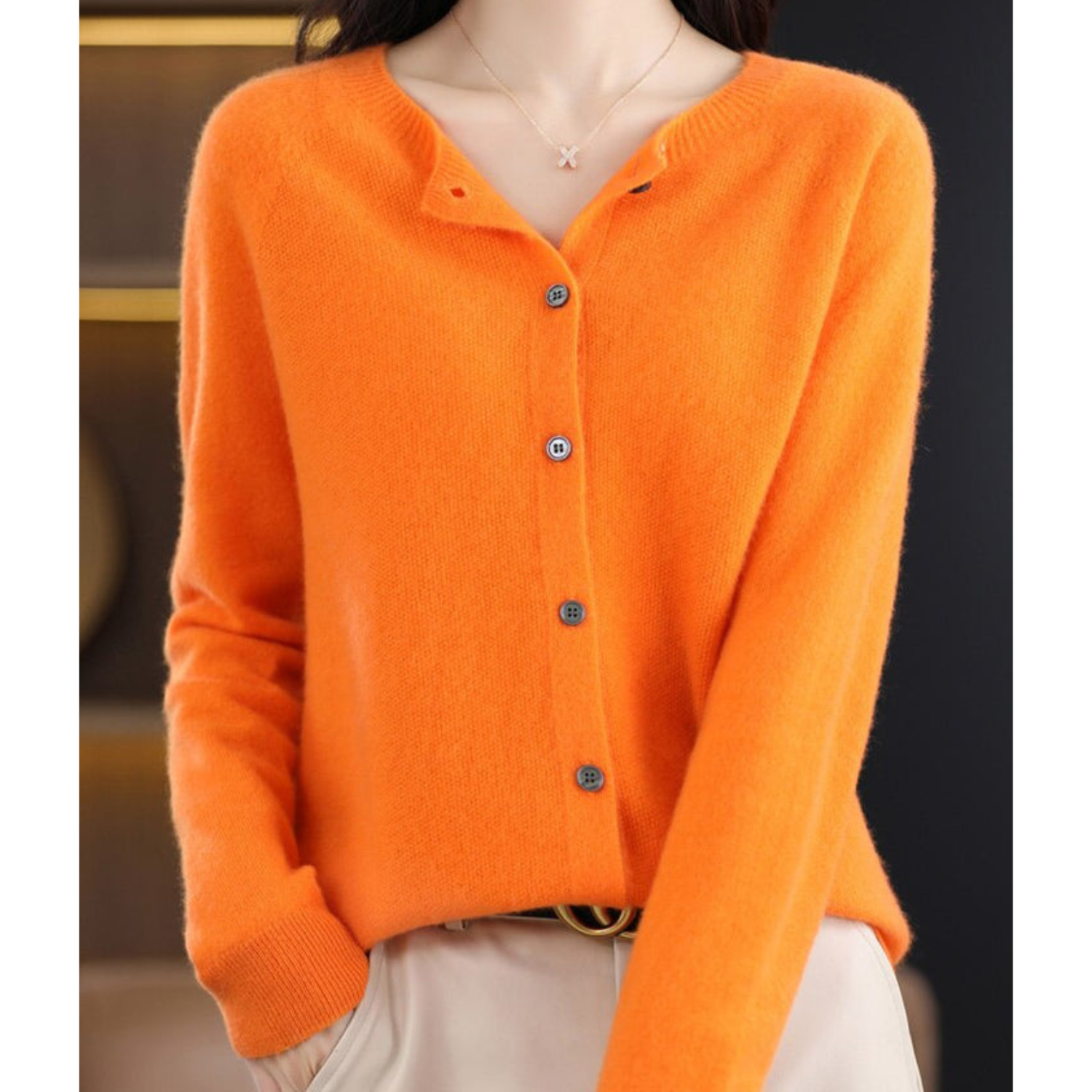 GlamourWool wollen vest dames | Marino-wol look trui | V-hals vest met knoopsluiting