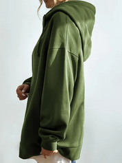 Lange dames hoodie met hoge kraag en rits – comfortabel & casual