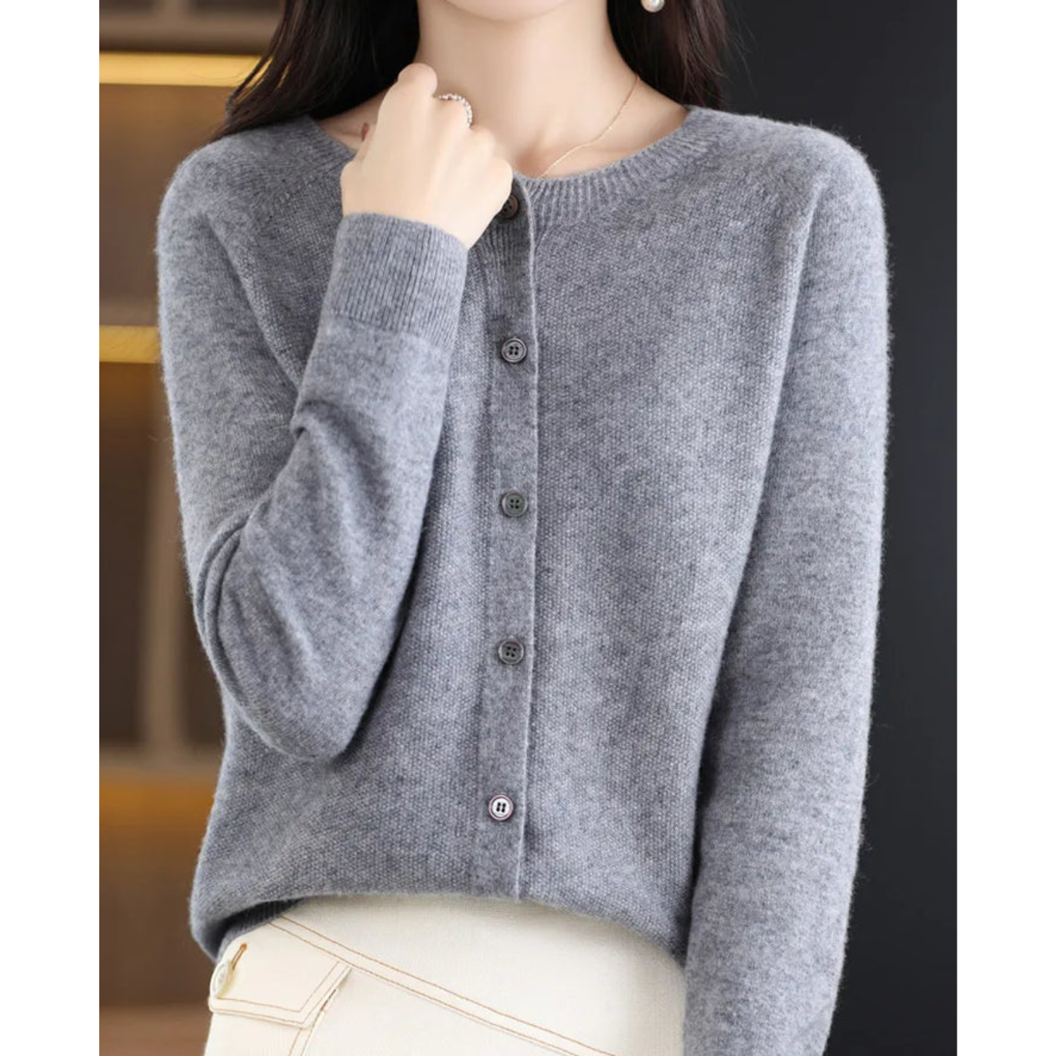 GlamourWool wollen vest dames | Marino-wol look trui | V-hals vest met knoopsluiting