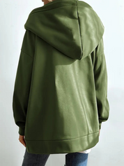 Lange dames hoodie met hoge kraag en rits – comfortabel & casual
