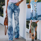 Flare jeans dames – hoge taille met 4 knopen en klassiek 5-pocket design