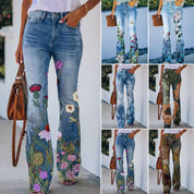 Flare jeans dames – hoge taille met 4 knopen en klassiek 5-pocket design
