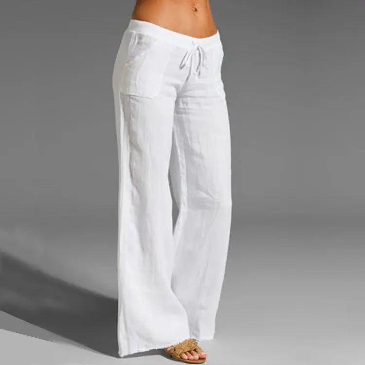 Linnen damesbroek – luchtige zomerse broek met elastische taille en losse pasvorm
