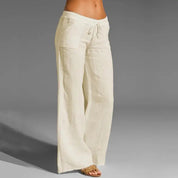 Linnen damesbroek – luchtige zomerse broek met elastische taille en losse pasvorm