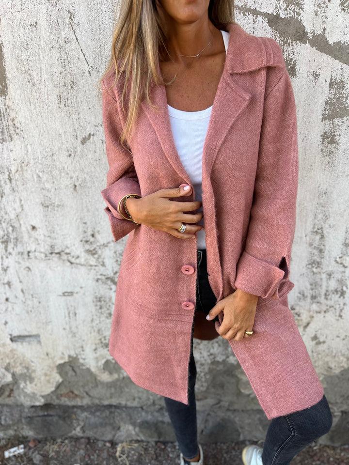 Isabella – Lange damesmantel met omslag | Stijlvolle katoenen jas voor lente & herfst