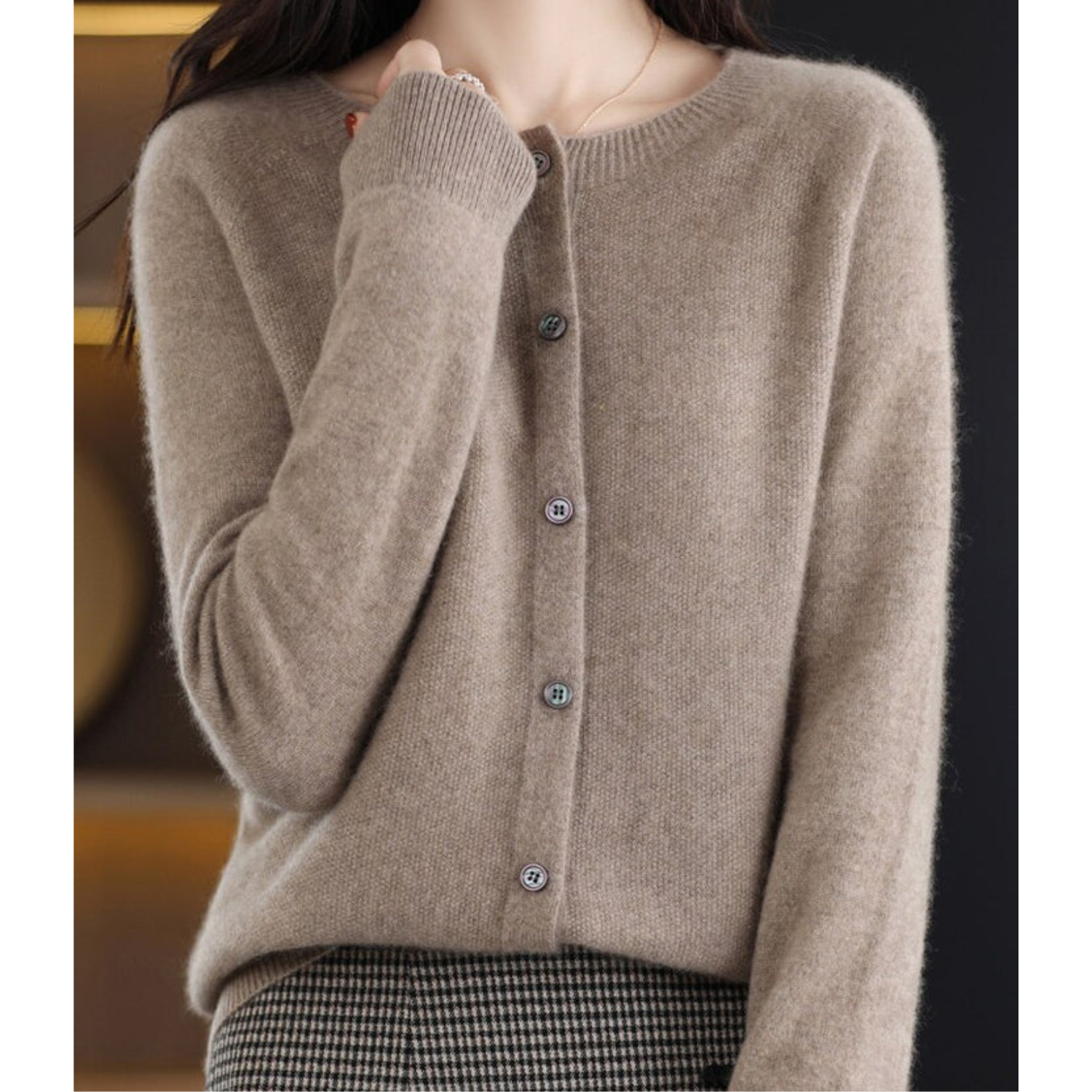 GlamourWool wollen vest dames | Marino-wol look trui | V-hals vest met knoopsluiting
