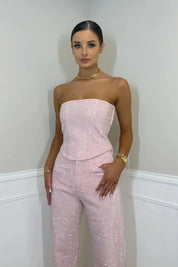 Ilse Elegante Jumpsuit Dames – Strapless & Glanzstof voor Feestelijke Gelegenheden