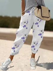 Dames Losvallende Broek met Print – Luchtige Wijde Zomerbroek met Elastische Taille