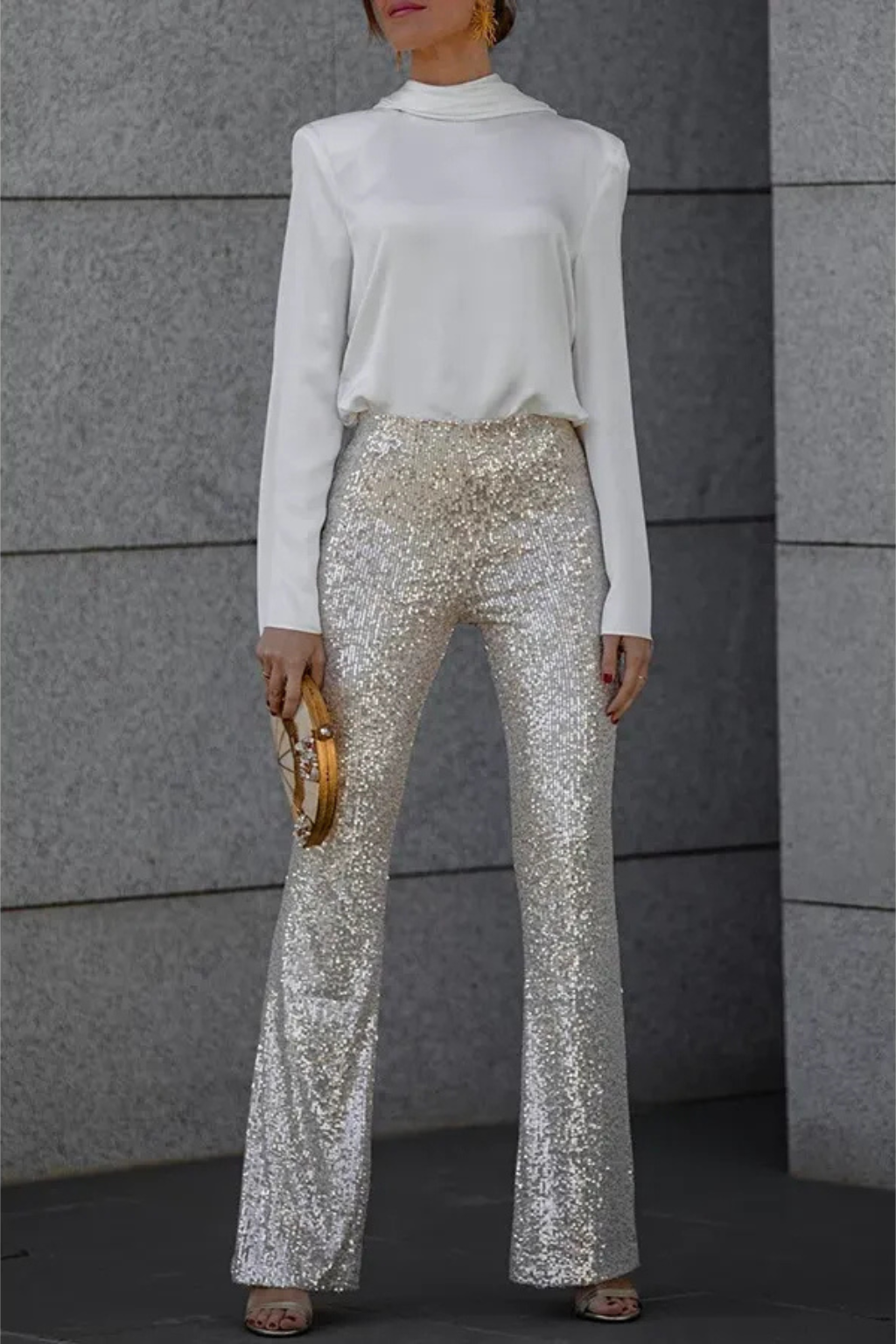 Noa | Sprankelende Flared Dames Broek | Glitter & Pailletten | Perfect voor Feestelijke Outfits