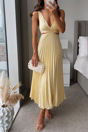 Beatrix Mouwloze Jurk Dames – Elegante Jurk met V-Hals & Subtiele Tailleaccenten