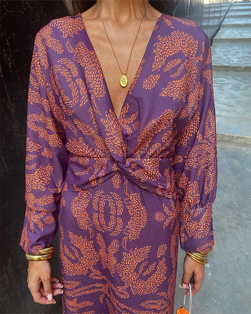 Boho maxi wrap jurk dames – casual chique overslagjurk met lange lengte