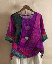Ritva Boho Top Dames | Luchtige Oversized Top met Unieke Print