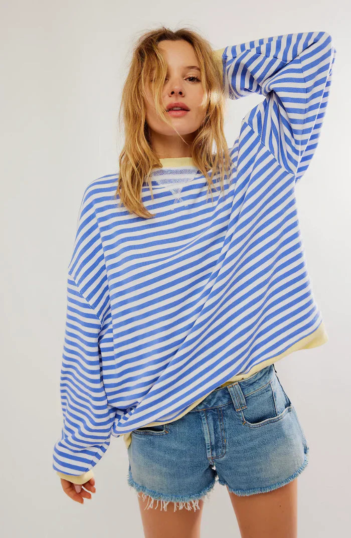 Gestreepte Losse Trui Dames – Oversized Trui met Moderne Streepprint & Relaxte Pasvorm