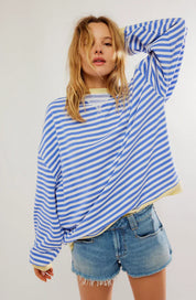 Gestreepte Losse Trui Dames – Oversized Trui met Moderne Streepprint & Relaxte Pasvorm