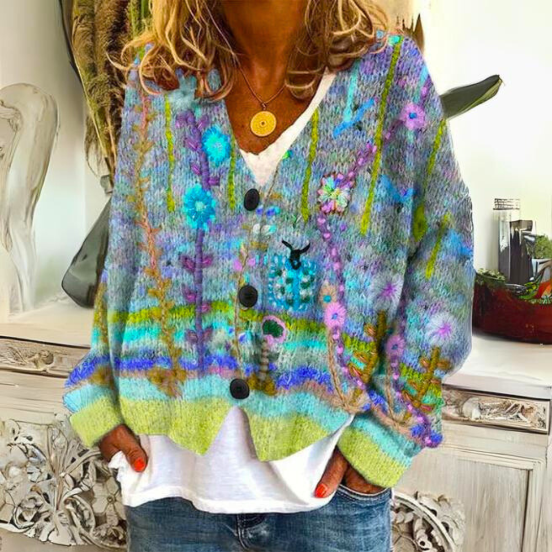Kleurrijk Vest voor Dames – Comfortabel Gebreid Vest met Vrolijke Prints