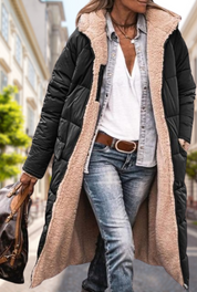 Camila Herfstjas Dames – Luxe Omkeerbare Jas met Capuchon & Warme Isolatie