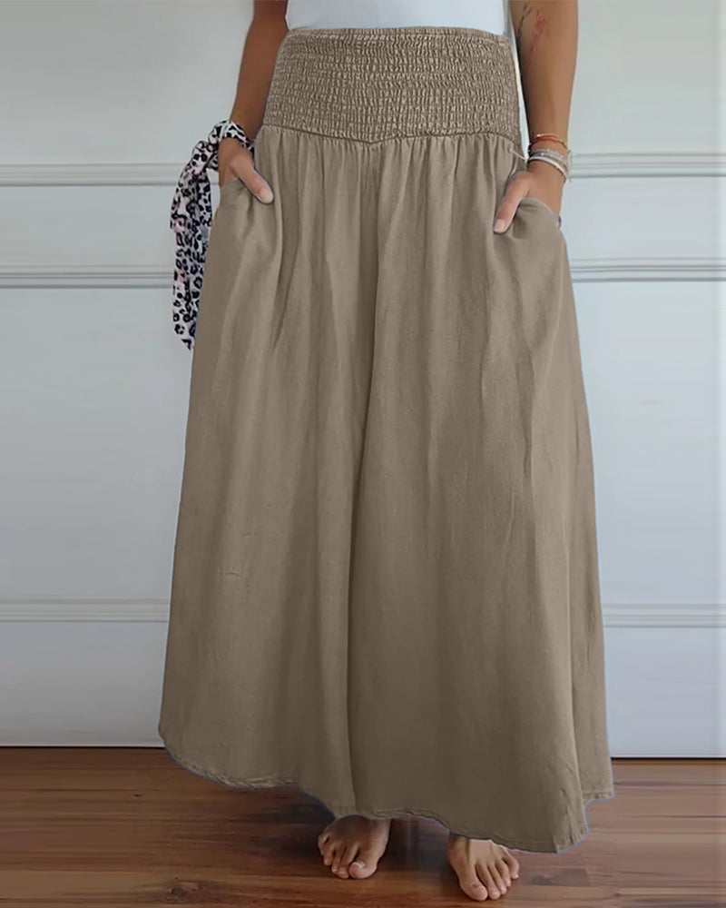 Irene – Comfortabele wijde damesbroek met hoge taille | Luchtige zomerbroek