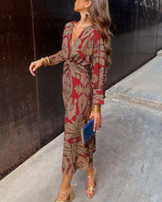Boho maxi wrap jurk dames – casual chique overslagjurk met lange lengte