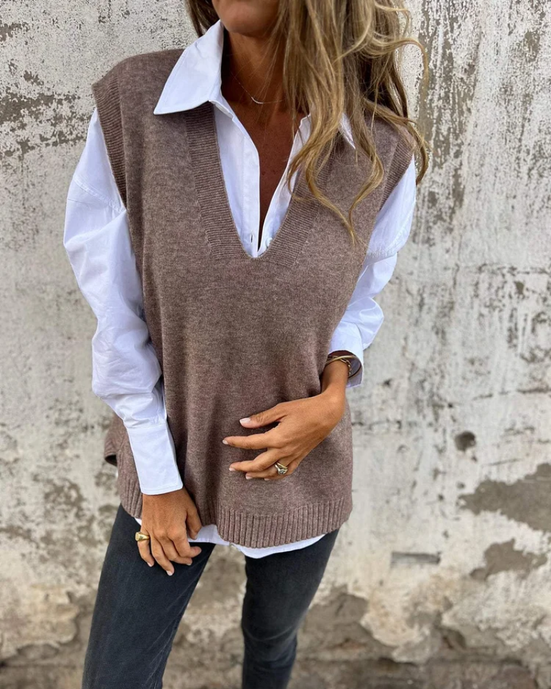 Noémie gebreide spencer dames – V-hals spencer voor casual & zakelijke looks