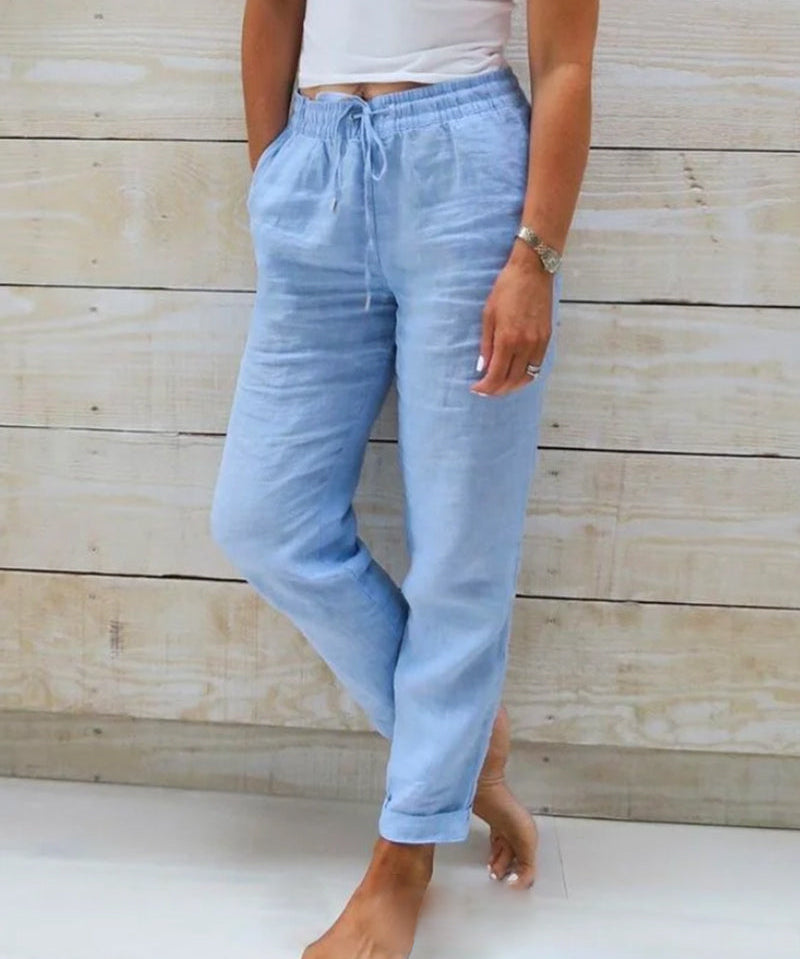 Lieke Stijlvolle Losse Broek Dames – Hoge Taille Broek met Rechte Pijp & Elegante Pasvorm