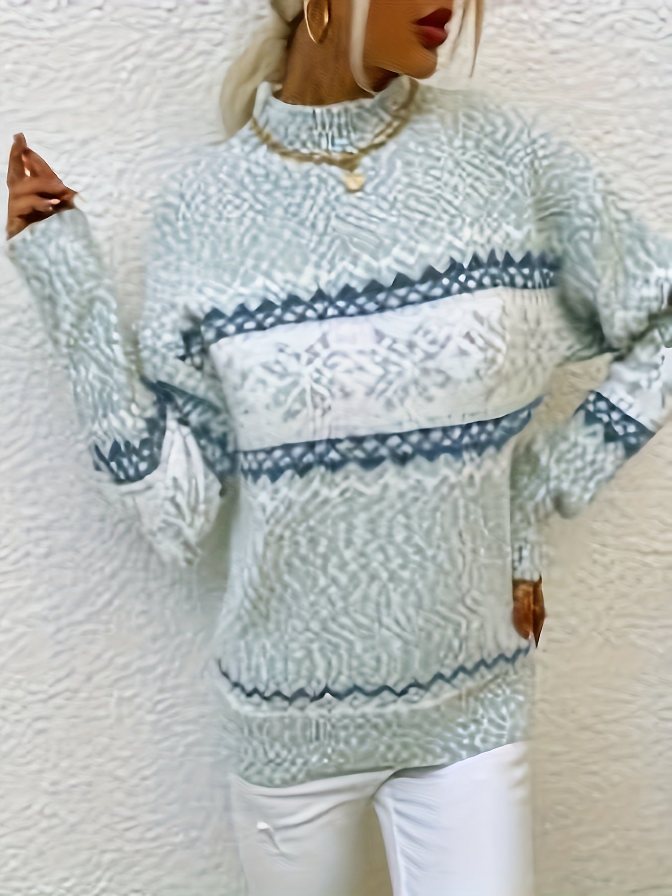 MALIE dames trui – warme Scandinavische wintertrui met stijlvol patroon