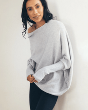 Off shoulder trui dames – losse gebreide trui met elegante open schouderlijn